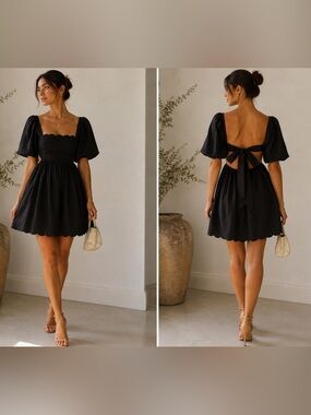 NWT | o.p.t. x Tuckernuck | Black Scalloped Cutout Mini Dress - Size XS
